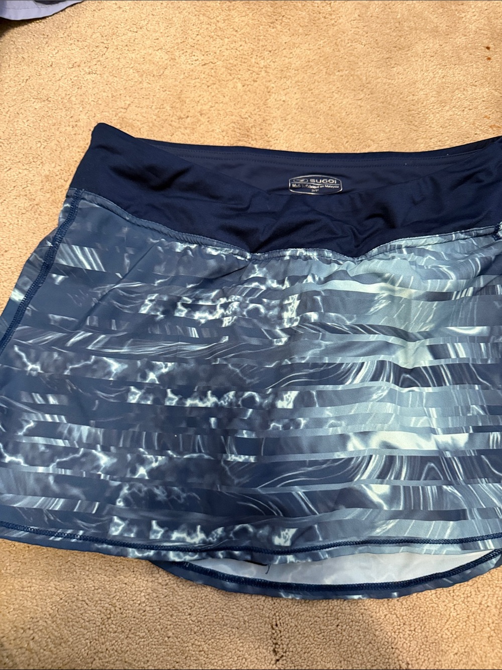 SUGOI Navy & Light Blue Striped Athletic Skort